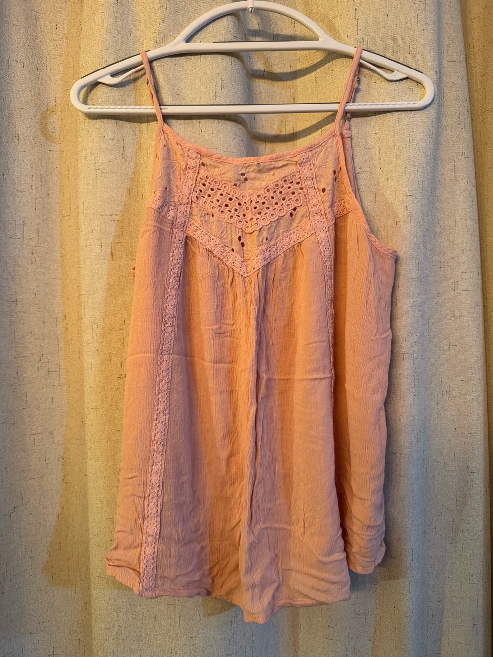Maurices Peach-Pink Crochet Trim Camisole